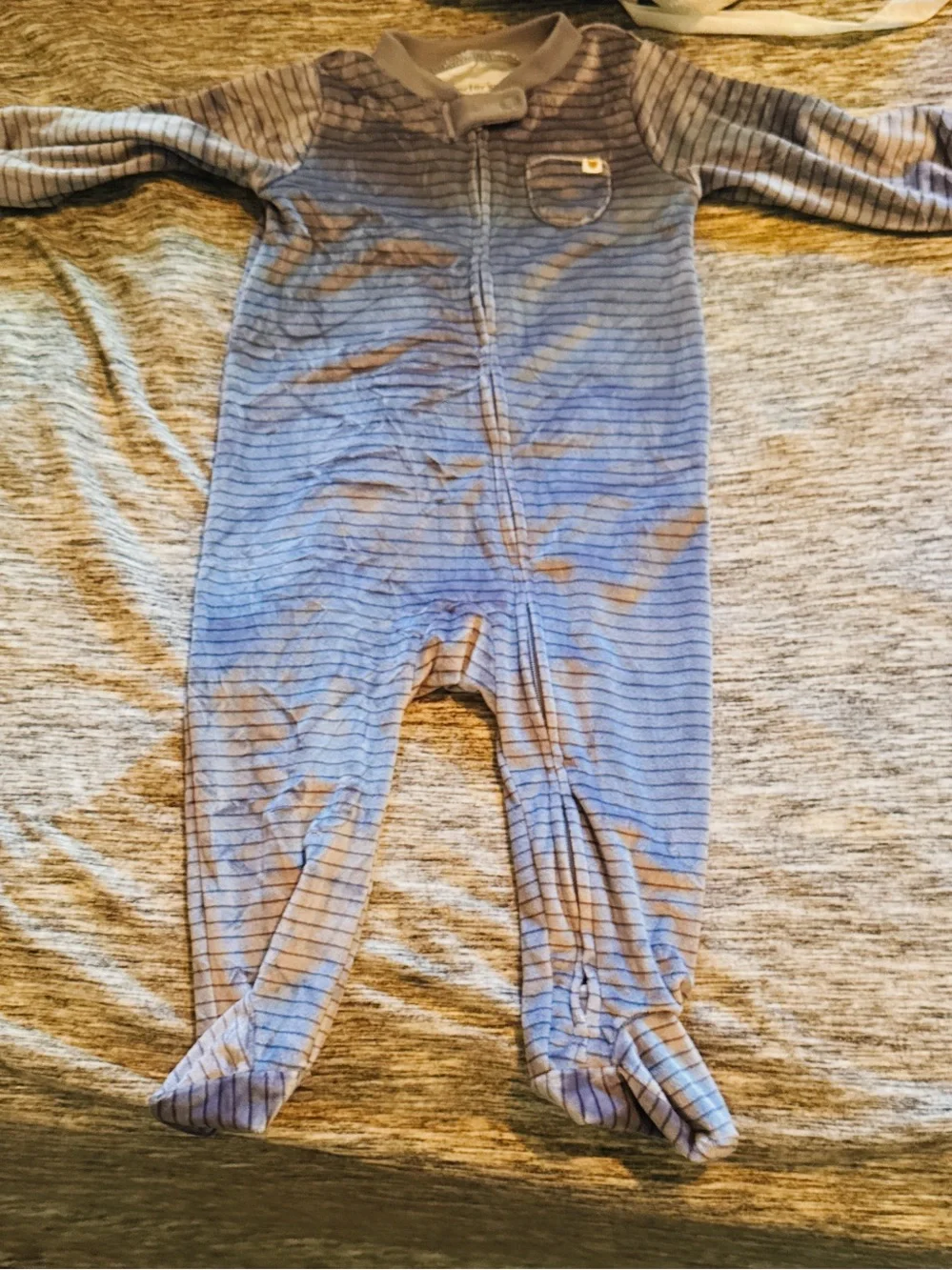 Carter's Blue Striped Footed One-Piece Pajamas